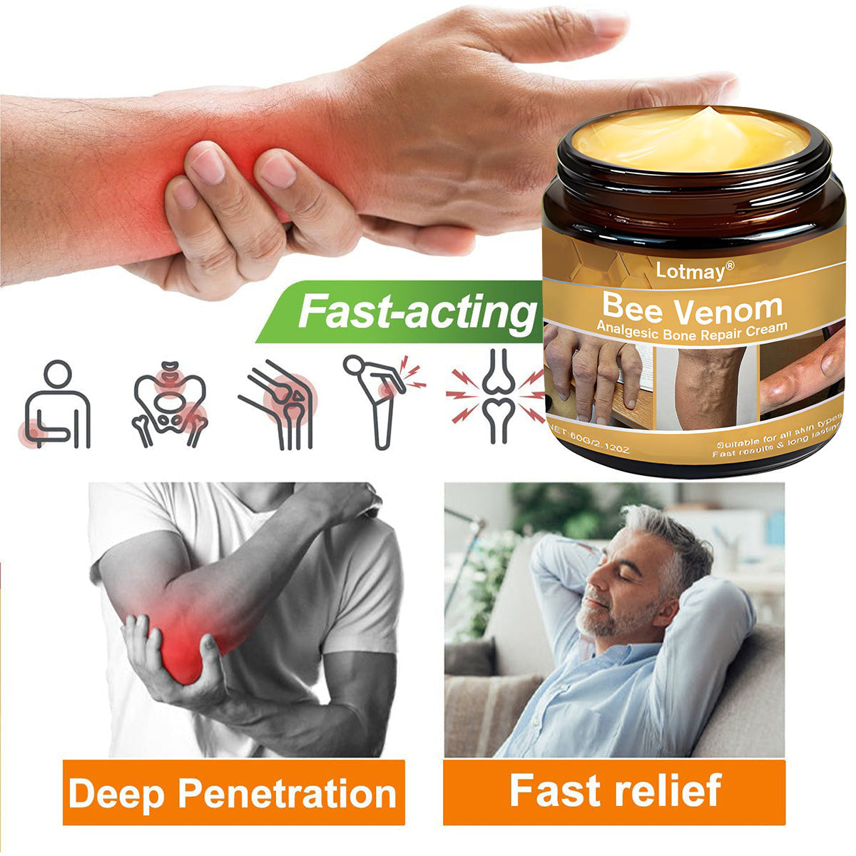 Lotmay® Bee Venom Analgesic Bone Repair Cream(👨⚕️Developed for the elderly,BOA Certification)