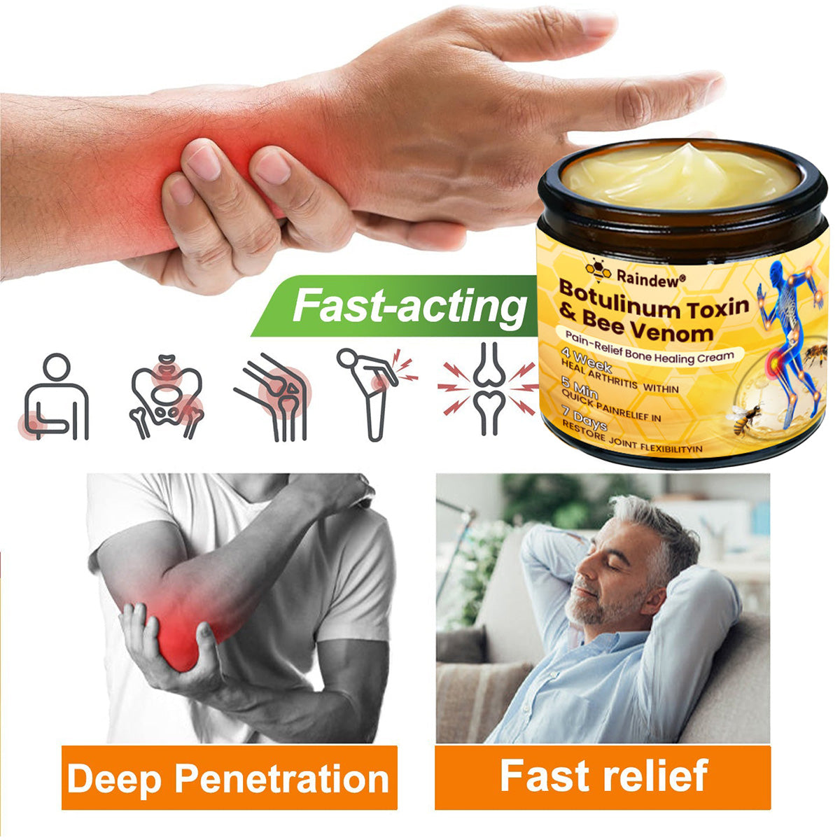 Raindew® 🐝 Botulinum Toxin & Bee Venom Pain-Relief Bone Healing Cream