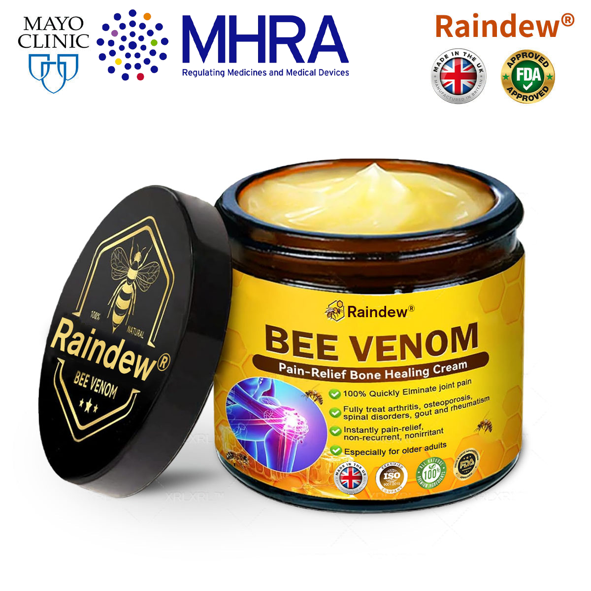 Raindew® Bee Venom Pain-Relief Bone Healing Cream 🐝🐝(Specially for older adults & BOA recommends)