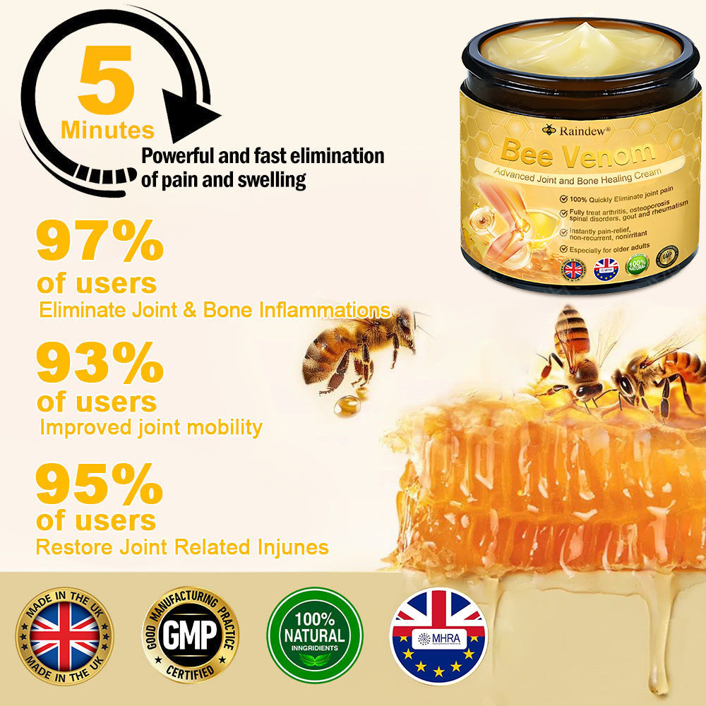 Raindew®Bee Venom Advanced Joint and Bone Healing Cream (👨‍⚕️Specifically developed for middle-aged and older adults)